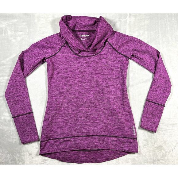 Reebok Womens M Playwarm Performance Cowl Neck Magenta Pullover w Thumbholes - Picture 1 of 16